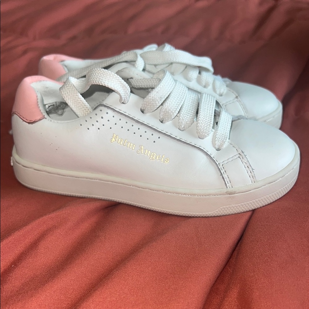 Palm Angels Kids White and Pink Sneakers